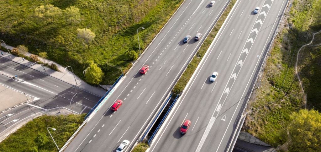 Road view of the Mooloolaba motorway on the Sunshine Coast showing traffic lanes and surrounding landscape during the interchange upgrade.